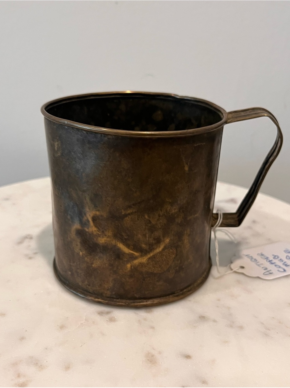 Antique Brass Copper Measure Mug Primitive Farmhouse Kitchen Decor